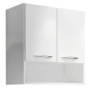 Armário Aéreo Duas Portas Com Nicho Branco Em Mdf