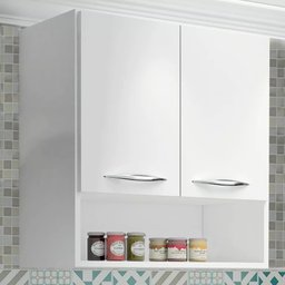 Armário Aéreo Duas Portas Com Nicho Branco Em Mdf - 2