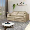 Ver imagem 1 de Sofá Decorativo Piece Bipartido Retrátil Sala de Estar 250cm Couro Bege G58 - Gran Belo