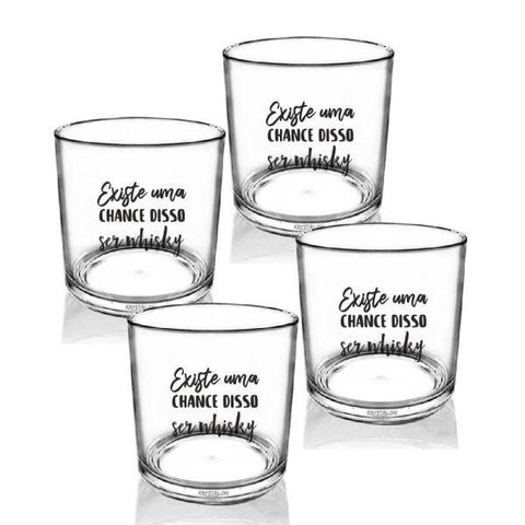 Kit 4 Copos Para Uisque Acrílico Personalizados - Chance de Ser