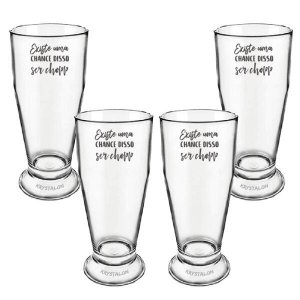 Kit 4 Copos Tulipa Cerveja Acrílico Personalizado - Chance de Ser