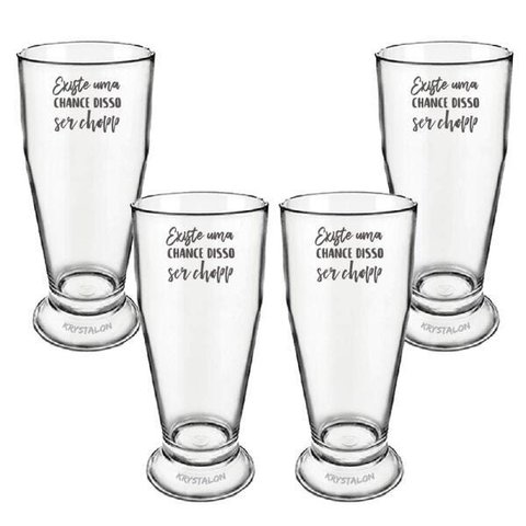 Kit 4 Copos Tulipa Cerveja Acrílico Personalizado - Chance de Ser