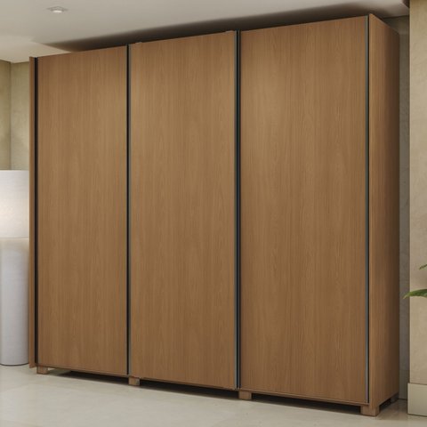 Guarda Roupa Roupeiro 3 Portas de Correr 4 Gavetas com Pes 260cm Cb03t582 Kappesberg