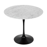 Mesa de Jantar Tulipa Saarinen Redonda 100 Cm Mármore Carrara Base Preta Linn Design Mesa de Jantar - 1