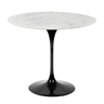 Mesa de Jantar Tulipa Saarinen Redonda 100 Cm Mármore Carrara Base Preta Linn Design Mesa de Jantar - 2