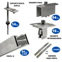 Ver imagem 2 de Kit Estrutura Suporte Fixador 8,80m para 6 Placas Solar Alumínio Inox Telha Fibro Ondulada Viga Metá