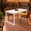 Ver imagem 2 de Mesa de Jantar Reforçada Industrial 130x80cm Tampo Branco Pés Branco