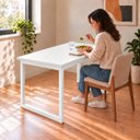 Ver imagem 6 de Mesa de Jantar Reforçada Industrial 130x80cm Tampo Branco Pés Branco