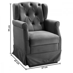 Poltrona de Amamentação Balanço Puff Ternura Suede Chumbo - 4