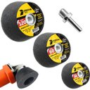 Ver imagem 1 de Conjunto 3 Rebolos Copo Cônico 100x50 Grão 36, 60 e 120 Desbaste Lixa + Adaptador M14
