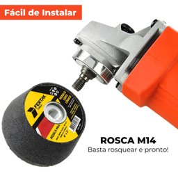 Conjunto 3 Rebolos Copo Cônico 100x50 Grão 36, 60 e 120 Desbaste Lixa + Adaptador M14 - 4