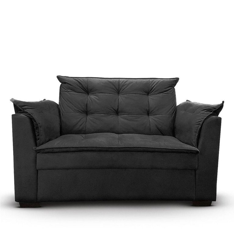 Sofá 2 Lugares para Sala Moderno Confortável Andreia Suede Preto Sofá 2 Lugares para Sala Moderno Confortável Andreia Suede Preto