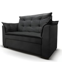 Sofá 2 Lugares para Sala Moderno Confortável Andreia Suede Preto - 3