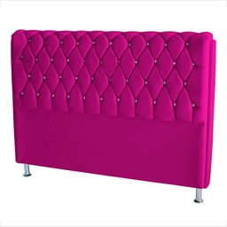Cabeceira de Cama Box Londres Casal 140 Cm Suede Botão de Strass Rosa Pink Eli Móveis e Decoração - 2