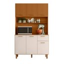 Ver imagem 1 de Kit Cozinha Izis New 0,90 Larg 4p 1g Freijo Ripado 3d Off White Poliman