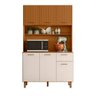 Kit Cozinha Izis New 0,90 Larg 4p 1g Freijo Ripado 3d Off White Poliman - 1