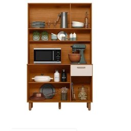 Kit Cozinha Izis New 0,90 Larg 4p 1g Freijo Ripado 3d Off White Poliman - 3
