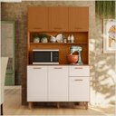 Ver imagem 2 de Kit Cozinha Izis New 0,90 Larg 4p 1g Freijo Ripado 3d Off White Poliman