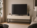 Ver imagem 1 de Rack Eros 140cm Off White Pés de Ferro Preto Ideal para TV até 50
