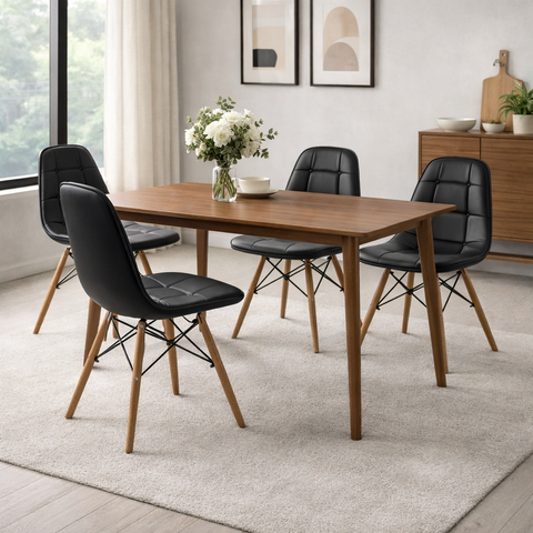 Mesa de Jantar Retangular Tampo MDF Finlândia Marrom/Nogueira