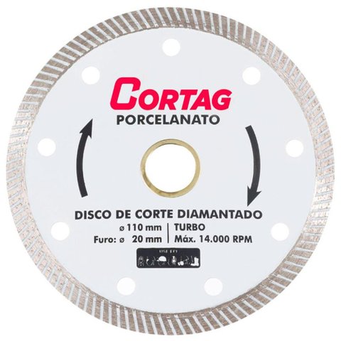 Disco de Corte Diamantado Turbo Porcelanato 110mm Cortag