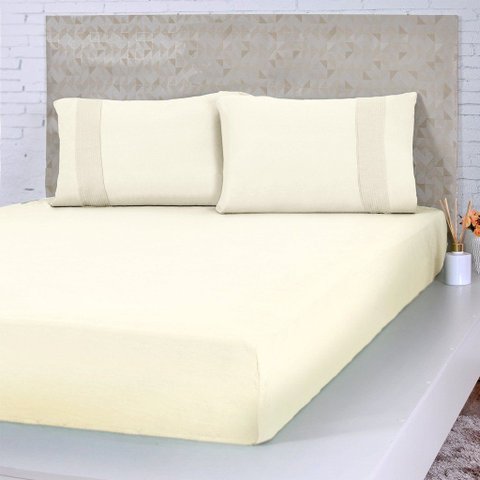 Lençol Casal Bella Cama Malha 100% Algodão 138x188x30cm 125g/m² Duna