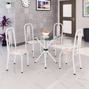 Ver imagem 1 de Conjunto Sala de Jantar com 4 Cadeiras Lívia Branco/Bege