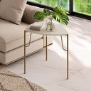 Ver imagem 1 de Mesa Lateral de Apoio P/ Sala 51cm Multiuso com Pés em Metal Cor:luna com Dourado