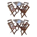 Ver imagem 2 de Kit 2 Conjuntos Mesa Dobrável Madeira 110x70 com 4 Cadeiras Personalizada Jack Imbuia - Tarimatã
