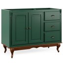 Ver imagem 1 de Balcão para Pia 2 Pta 3 Gav Hanover com Pés Luis Xv 93x120x53cm (a X L X P) - Verde-Imbuia