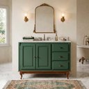 Ver imagem 4 de Balcão para Pia 2 Pta 3 Gav Hanover com Pés Luis Xv 93x120x53cm (a X L X P) - Verde-Imbuia