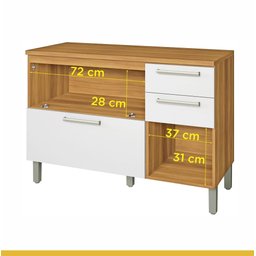 Balcão Cozinha Nesher Burguesa Premium 2 Portas 3 Gavetas Freijo / Branco - 3