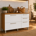 Ver imagem 1 de Balcão de Cozinha 2 Portas MDF Burguesa Freijó/Branco - Nesher