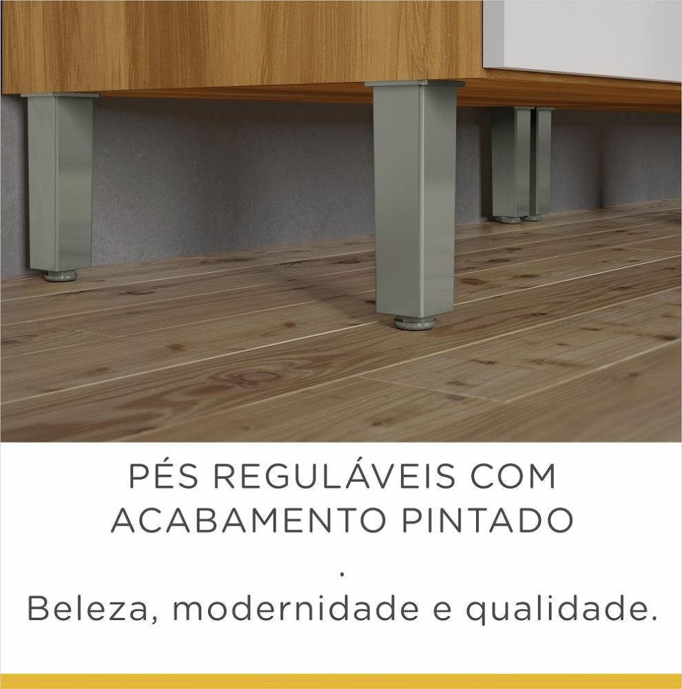 Balcão Cozinha Nesher Burguesa Premium 2 Portas 3 Gavetas Freijo / Branco - 9