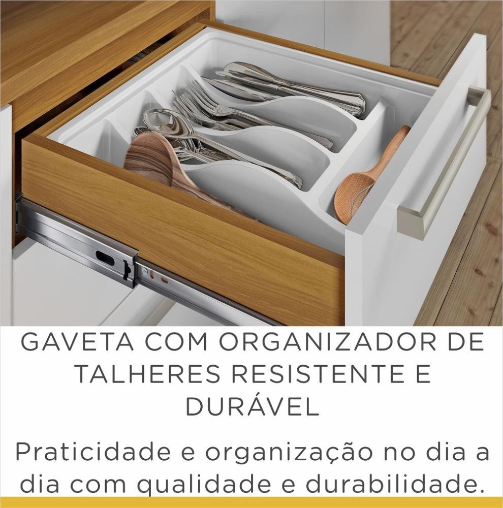 Balcão Cozinha Nesher Burguesa Premium 2 Portas 3 Gavetas Freijo / Branco - 4