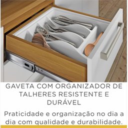Balcão Cozinha Nesher Burguesa Premium 2 Portas 3 Gavetas Freijo / Branco - 4