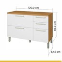 Ver imagem 2 de Balcão Cozinha Nesher Burguesa Premium 2 Portas 3 Gavetas Freijo / Branco