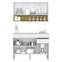 Ver imagem 4 de Armário de Cozinha e Balcão com Tampo 150cm Lina K02 Supremo/Freijó - Mpozenato