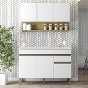 Ver imagem 3 de Armário de Cozinha e Balcão com Tampo 150cm Lina K02 Supremo/Freijó - Mpozenato