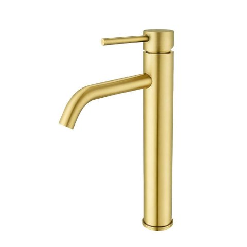 Misturador Monocomando para Lavatório Bica Alta Isis Dourado Escovado Drop