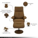 Ver imagem 3 de Poltrona do Papai com Massagem Elétrica Giratória Reclinável com Apoio de Pés Nebraska Pu Caramelo G