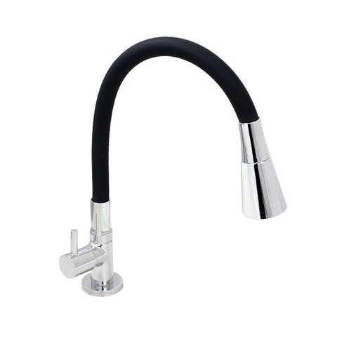 Torneira de Cozinha Gourmet Mesa Revestida Silicone Preto Flexível c61 Bico Arejador Cone Duplo Jato
