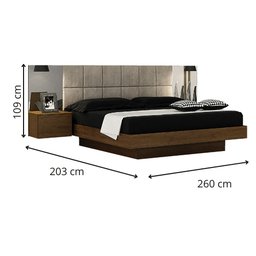 Cama Casal C/ Espelho Painel Estofado Braga Leifer Braúna - 3 Cama Casal C/ Espelho Painel Estofado Braga Leifer Braúna - 3