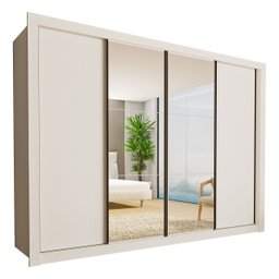 Guarda-roupa Casal com 6 Espelhos 4 Portas Firenze - Branco - 2