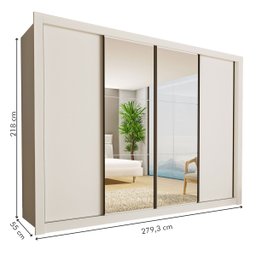Guarda-roupa Casal com 6 Espelhos 4 Portas Firenze - Branco - 3