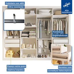 Guarda-roupa Casal com 6 Espelhos 4 Portas Firenze - Branco - 4