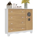 Ver imagem 2 de Cômoda Infantil 95cm 1 Porta com Vidro e 4 Gavetas Suspiro Multimóveis Mp4459 Branco/madeirado