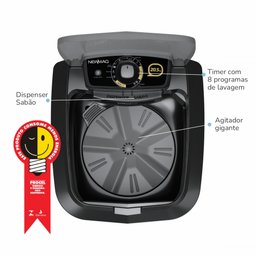 Tanquinho Lavadora de Roupas 20,5 Kg 127v Black Newmaq - 5