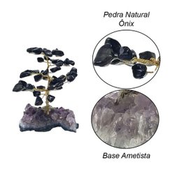Árvore de Pedra Ônix Base Ametista 10cm - Trabalho - 2