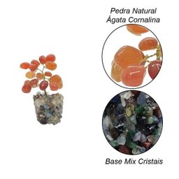 Árvore de Pedra Ágata Cornalina Base Mix de Cristais 9cm - 2